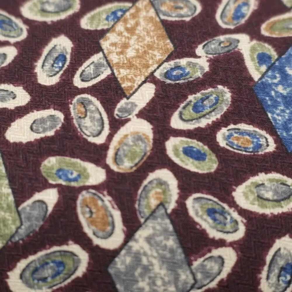 Robert Talbott Studio Caramel Valley Red Short Abstract Jacquard Print Silk Tie‎